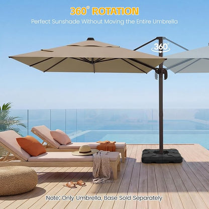 10x10 FT Patio Cantilever Umbrella, Rectangular Heavy Duty Offset Umbrella - Image 4