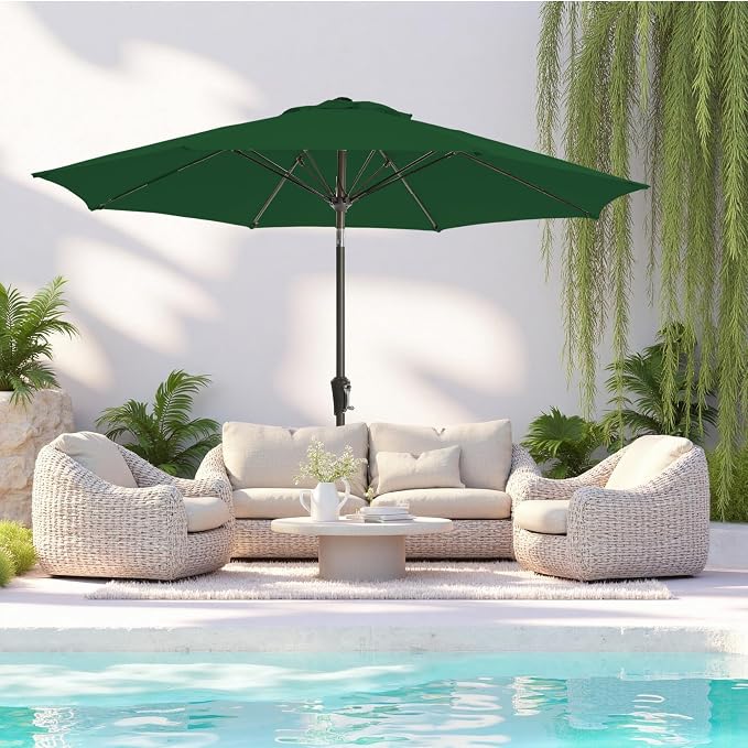 9FT Large Outdoor Patio Umbrella Pool Market Umbrella-UV Resistant, Easy Push - Image 2