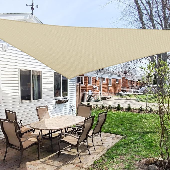 Windscreen4less 5' x 5' x 5' Sun Shade Sail Triangle Outdoor Canopy Cover UV - Image 6