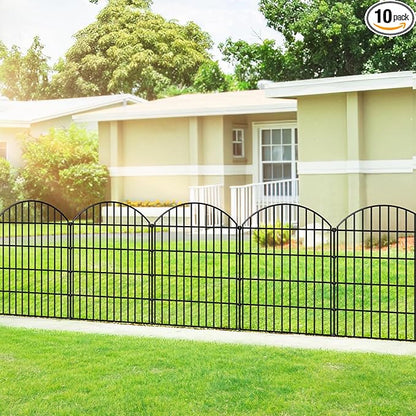 Metal Garden Fence 36in (H) x 23.3ft (L), 10 Panels + 11 Stakes Dog Fences Border Fence Animal Barrier, No Dig Garden Fencing for Yard Flower Bed Lawn Patio Outdoor, CTW3610 Black