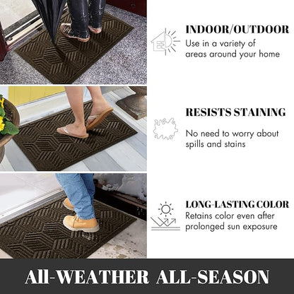 Yimobra Large Door Mat 47x32, All-Season Waterproof Outdoor Mats for Front Door Entrance with Drainage Holes, Heavy Duty Non-Slip Doormat for Garage Patio Entryway Indoor, Brown