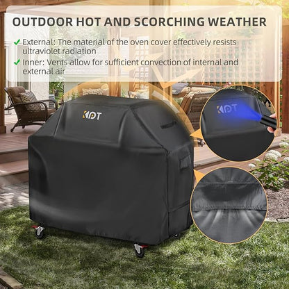 KPT 64 Inch Grill Cover for Outdoor Grill - Heavy Duty Waterproof 420D BBQ Cover with Hook, Air Vent, Buckle - Gas Grill Cover, UV & Fade Resistant, BBQ Grill Cover for Weber, Nexgrill, Char Broil