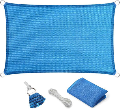 Eden's Decor Straight Flat-Edged 6' x 8' Blue Sun Shade Sail Rectangular by EdensDecorInc