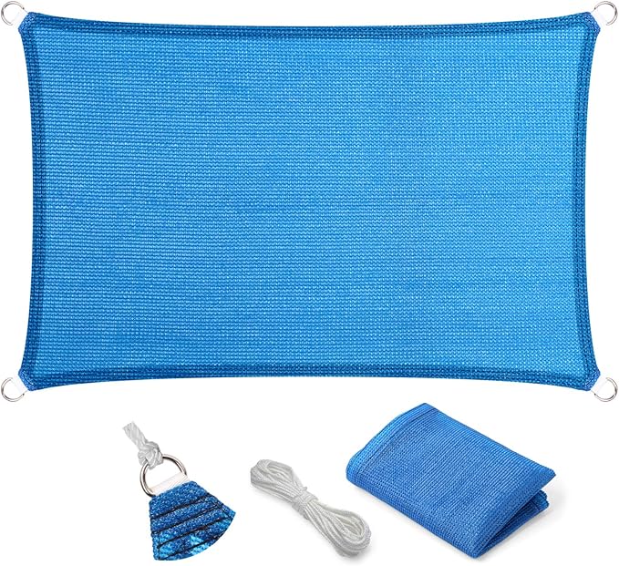 Eden's Decor Straight Flat-Edged 6' x 13' Blue Sun Shade Sail Rectangular by EdensDecorInc