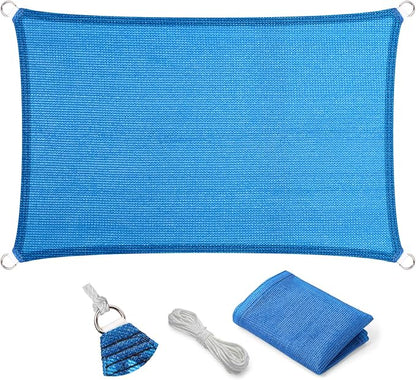 Eden's Decor Straight Flat-Edged 5' x 18' Blue Sun Shade Sail Rectangular by EdensDecorInc