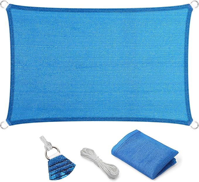 Eden's Decor Straight Flat-Edged 7' x 10' Blue Sun Shade Sail Rectangular by EdensDecorInc