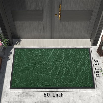 Yimobra 60x36 Large Door Mat Outdoor Indoor, All-Season Waterproof Door Mat Outside Entrance, All-Weather Non-Slip Outside Doormat for Garage Patio Entryway, Green