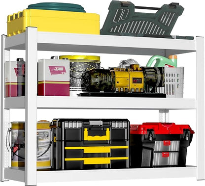 Metal Garage Storage Shelves Heavy Duty Shelving Unit 3 Tier White Adjustable by BESFUR