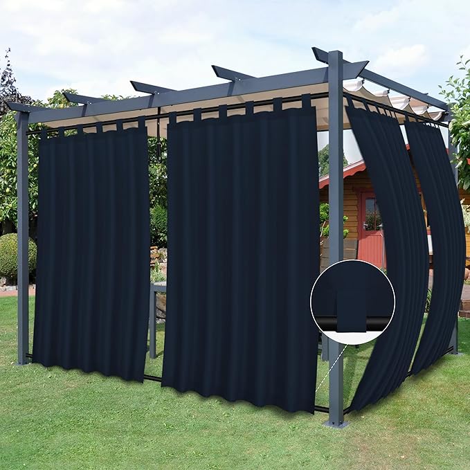 Easy-Going Outdoor Patio Curtains 2 Panels, 54x120 inch, Porch and Pergola by Easy-Going