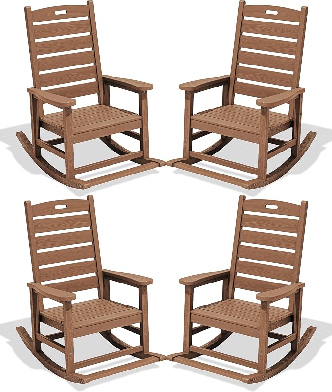 SERWALL Outdoor Rocking Chair Set of 2, Oversized HDPE Rocker, all Weather by SERWALL