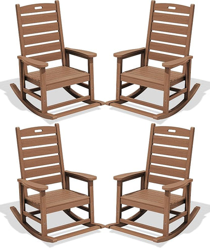 SERWALL Outdoor Rocking Chair Set of 2, Oversized HDPE Rocker, all Weather by SERWALL