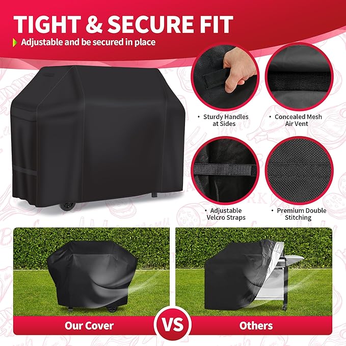 NEXCOVER Barbecue Gas Grill Cover - 70 Inch Waterproof Heavy Duty Outdoor BBQ Cover, Fade & Weather Resistant Upgraded Material for Weber, Brinkmann, Char Broil, Holland