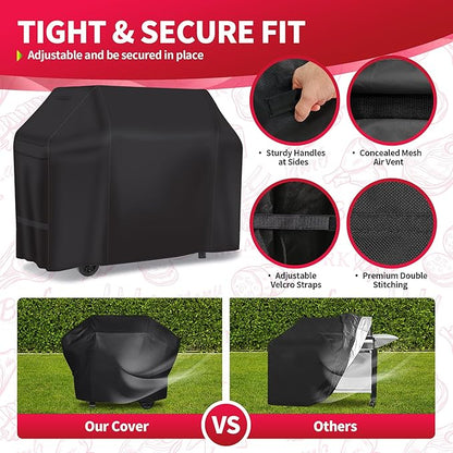 NEXCOVER 65 Inch Grill Cover - 600D Heavy Duty Waterproof and Weather Resistant BBQ Cover for Weber, Char Broil, Nexgrill - Fade Resistant, Black