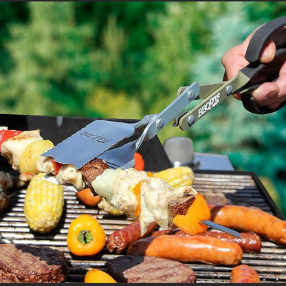 BBQ Croc 3-in-1 Barbecue Tool Pack - 15-inch & 18-inch with Light - Extra Light Tongs, Spatula and Grill Scraper (18 inch + 15 inch with Flashlight)