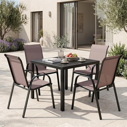 Tangkula Stackable Patio Dining Chairs Set of 4, Outdoor Armchairs - Image 4