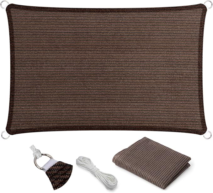 Eden's Decor Straight Flat-Edged Sun Shade Sail Rectangular 6' x 17' Brown by EdensDecorInc