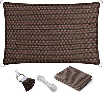 Eden's Decor Straight Flat-Edged Sun Shade Sail Rectangular 11' x 15' Brown by EdensDecorInc