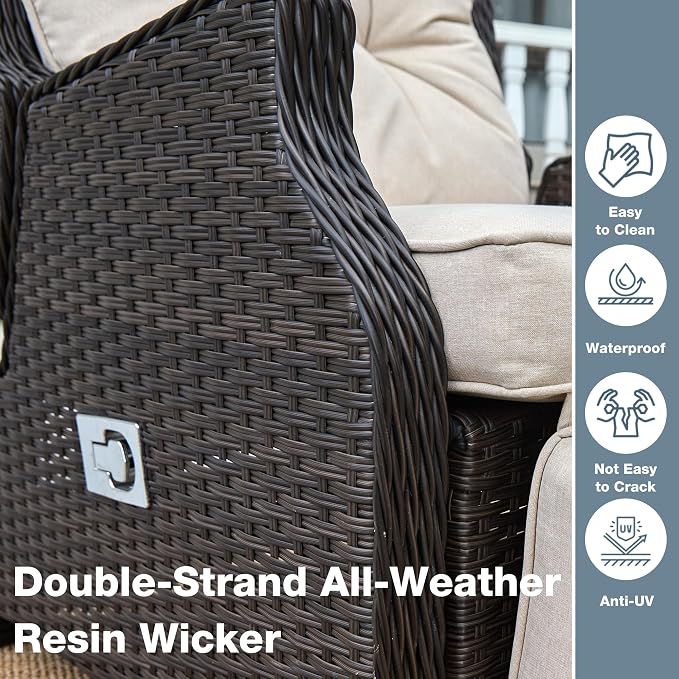 Outdoor Recliner with Adjustable Backrest and Footrest, PE Rattan Lounge Chair - Image 6