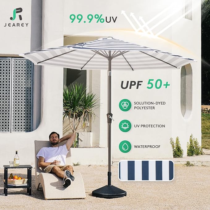 JEAREY 9FT Outdoor Patio Umbrella, Market Umbrella - Image 3
