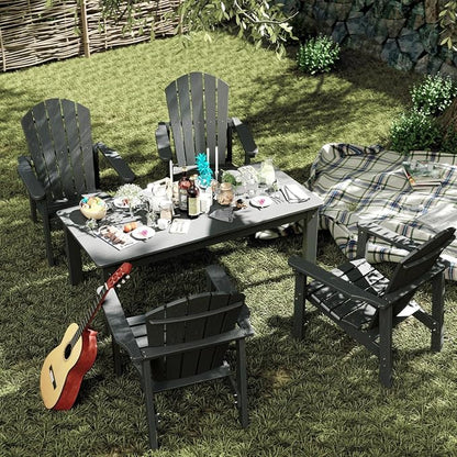 Stackable Set, 4 Chairs with 47in Table, All-Weather HDPE, 4 Stackable - Image 3