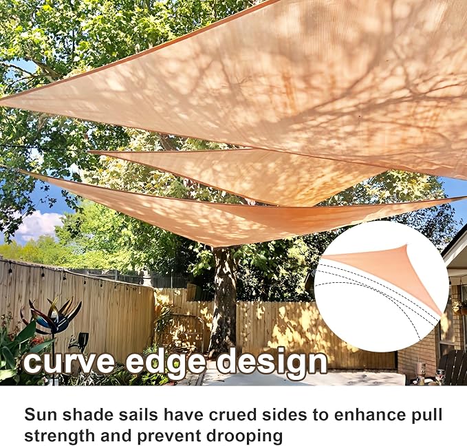 Sun Shade Sail 17'x24'x29.4' Peach Fuzz Triangle Custom Size | 95% UV Block - Image 2