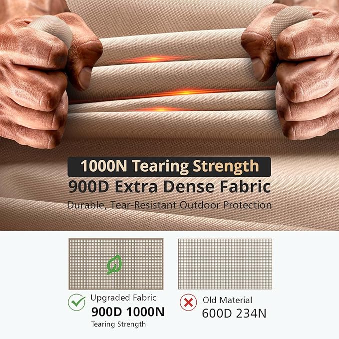 QH.HOME Fire Pit Cover Square-40-44 Inch Heavy Duty 900D Strong Tear-Resistant and UV Resistant and Waterproof and Fading Resistant Material Polyester Firepit Covers for Outdoor Fire Table-Wheat