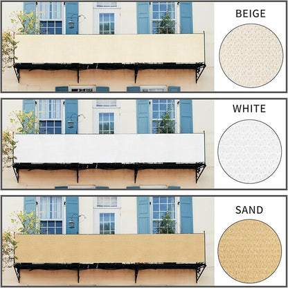 LOVE STORY Balcony Privacy Screen, 3'x12' Deck Shield Screen Fence Cover,UV Protection and Weather-Resistant,3 FT Height for Deck, Patio, Backyard, Outdoor Pool, Porch, Railing, White