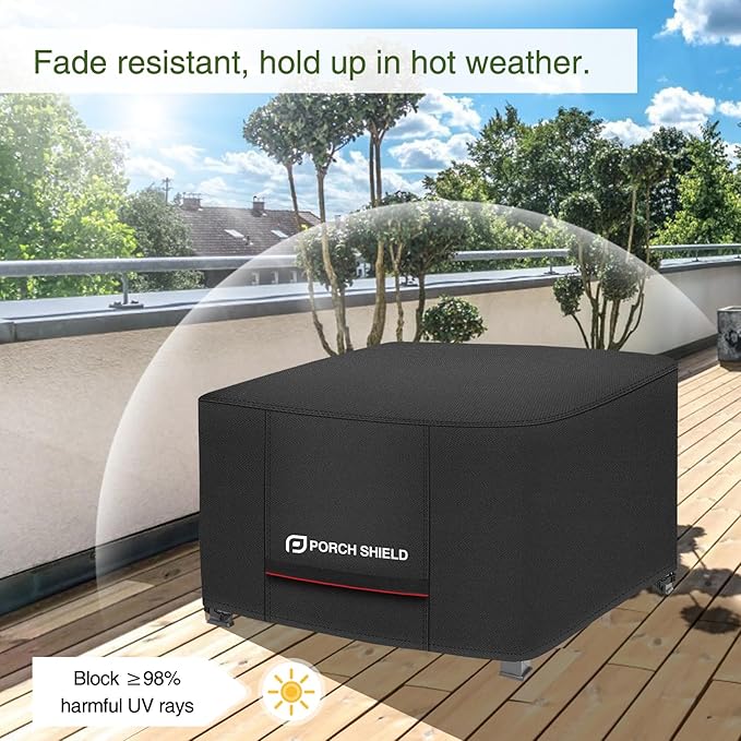 Porch Shield Square Patio Fire Pit Cover Fade Resistant Waterproof Outdoor Firepit Cover 28 x 28 inch for Gas Propane Fire Table
