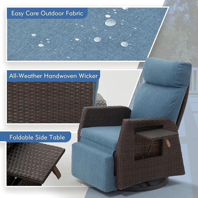 Patio Swivel Rattan Recliner - Image 6