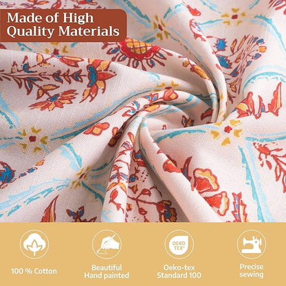 Maison d' Hermine Table Cloth Rectangle Table 100% Cotton 60 x 120 Inches Fall Tablecloth Reusable Everyday Use for Thanksgiving Christmas Decorations Dining Farmhouse Party (Romane)