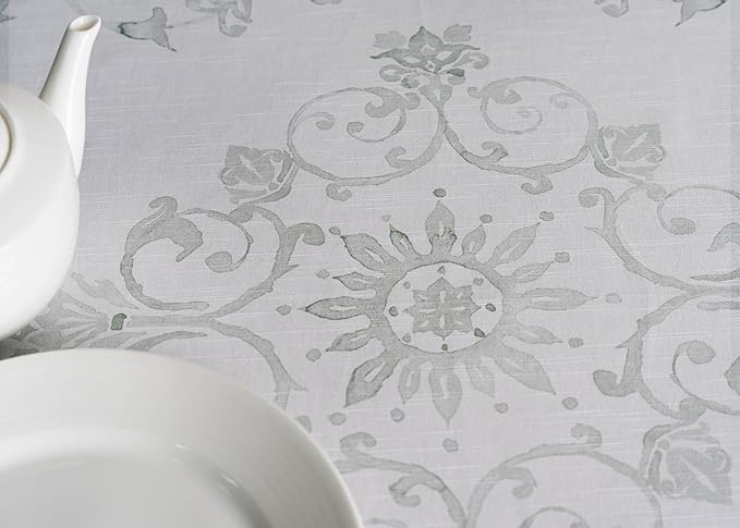 Maison d' Hermine Table Cloth Round Table 100% Cotton 63 Inches Tablecloth Reusable Decorative Everyday Use for Dining Room, Farmhouse, Home, Party, Festive & Wedding Spring Summer - Cedrat