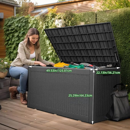 120 Gallon Outdoor Deck Box, Lockable Waterproof Outdoor Storage Boxes - Image 2