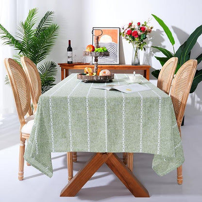 Chassic 60 x 104 inches Farmhouse Style Linen tablecloths, Wrinkle Resistant Washable Dining Room Table Cloths for 6 Foot Rectangle Tables - Sage Green