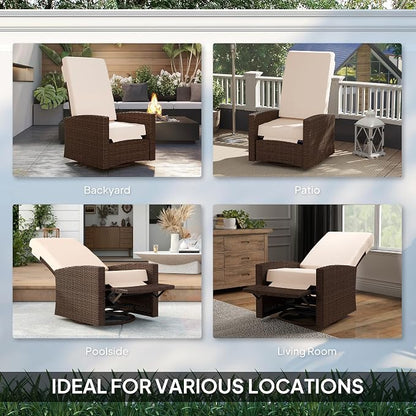 Outsunny Outdoor Wicker Swivel Recliner Chair, - Image 7