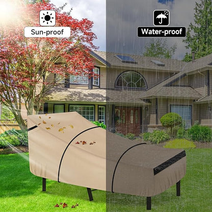 NEVERLAND Waterproof Patio Lounge Chair Cover, Outdoor Chaise Lounge Covers with Heavy Duty Material, 420D Waterproof Outdoor Chairs Cover 82L x 57W x 32H inch Golden