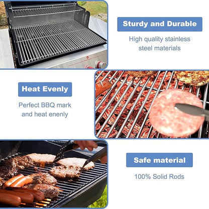 Stainless Steel Grill Grates with 66032 Flavorizer Bars for Weber Genesis II Grill Parts GS4,66095 Cooking Grates 66795 Heat Deflector Replacement Parts for Weber Genesis ii E-310 E-315 S-335