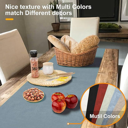 Wipeable Table Runner, Thick Farmhouse Dresser Runner, Rustic for Kitchen, Bedroom, Outdoor (72'', Mustard Yellow)