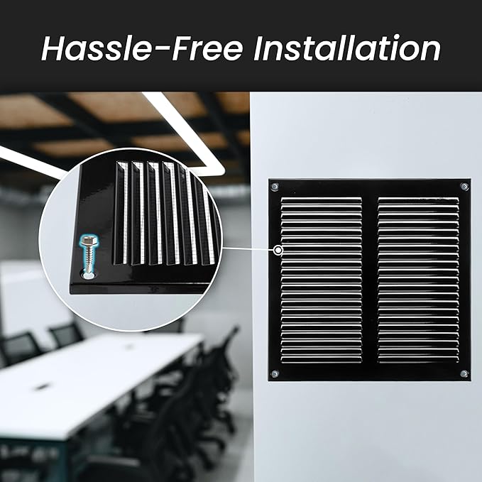 Repa Market Air Vent Cover 16x6 Inch (Outer Dimensions) Brown Galvanized Steel Louvered Grill Cover with Mesh Screen/Wall or Ceiling Vent/HVAC Register for Indoor and Outdoor Ventilation