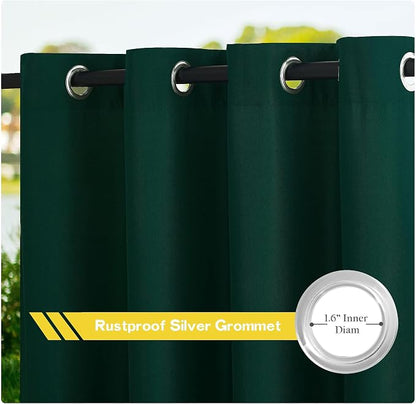 NICETOWN Canvas Patio Curtains Outdoor Waterproof 4 Panels, Rustproof Top & - Image 2