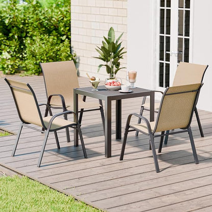 Patio Chairs Set of 6, Stackable Outdoor Dining Chairs Set - Image 9