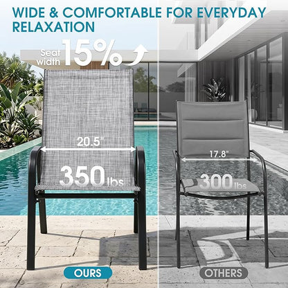 24.4" Outdoor Patio Stackable Chairs Set of 4, Outside Furniture - Image 5