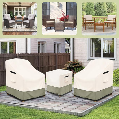 3-Piece Patio Furniture Covers Waterproof for Outdoor Bistro Set with Table & 2 Chair Covers, Heavy Duty 600D Outdoor Veranda Patio Garden Furniture Cover（Green）