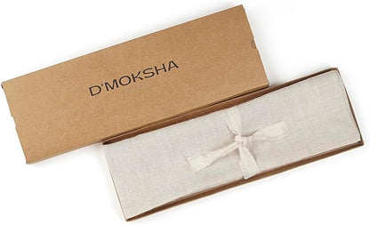 D'Moksha Homes Linen Light Natural Table Runner 144 Inches Long - 100% Pure Linen Extra Long Table Runner 14 x 144 Inch for Valentines, Holiday - Machine Washable