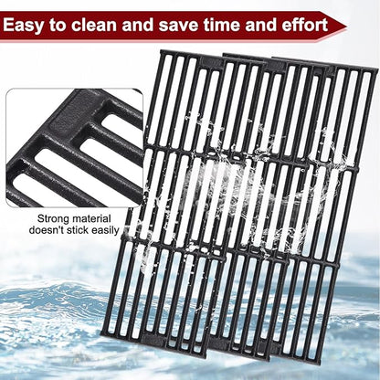 Hiorucet Grill Parts for CharGriller 5650, 5050, 3001, 5072, 3030, 3008, 4000, 5252, King-Griller 3008 5252 Gas Grills, Cast Iron Cooking Grates, Heat Plates, Burner Tubes, Igniters, Hanger Brackets