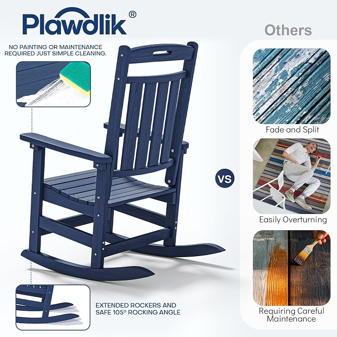 Oversized HDPE Outdoor Rocking Chair Set of 2, All-Weather, Extra Large & Extra - Image 8