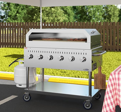 48 in. Commercial Outdoor Propane Gas Grill With Pizza Oven, ETL Listed in Stainless-Steel (CGKIT4-48P)