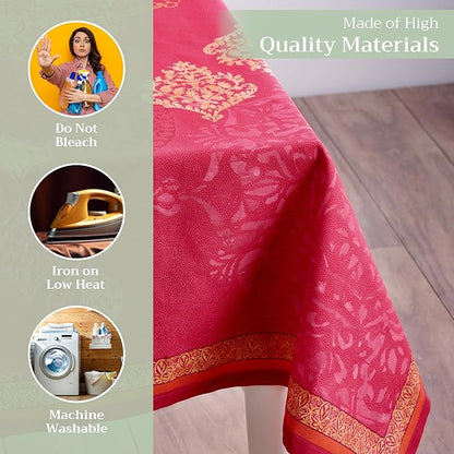 Maison d' Hermine Table Cloth Rectangle Table 100% Cotton 70 x 120 Inches Fall Tablecloth Reusable Everyday Use for Thanksgiving Christmas Decorations Dining Farmhouse Party (Versailles)