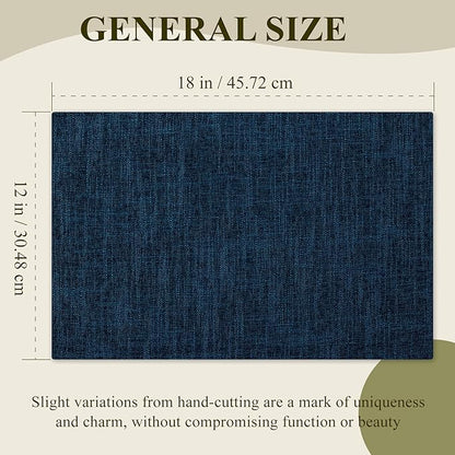 KXN Placemats Set of 8, Dual-Layer Thickened Faux Linen Table Mats, Heat Resistant & Wrinkle-Free, Machine Washable Cloth Place Mats for Kitchen Dining Indoor Outdoor (Navy Blue)