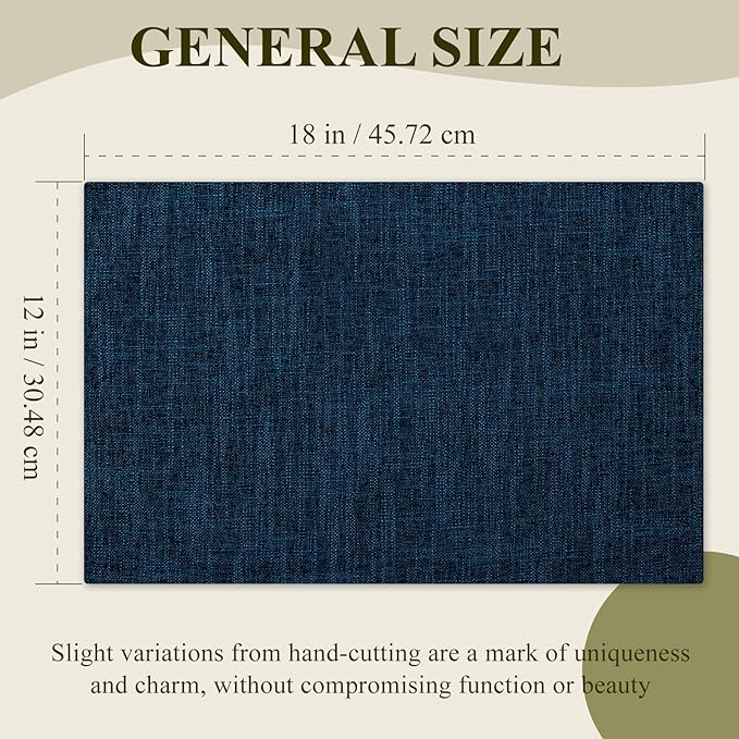 KXN Placemats Set of 4, Dual-Layer Thickened Faux Linen Table Mats, Heat Resistant & Wrinkle-Free, Machine Washable Cloth Place Mats for Kitchen Dining Indoor Outdoor (Navy Blue)