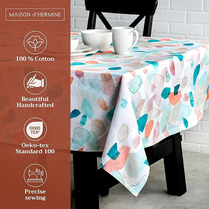 Maison d' Hermine Table Cloth Rectangle Table 100% Cotton 70 x 90 Inches Tablecloth Reusable Decorative for Dining Room, Farmhouse, Home, Party, Festive & Wedding Spring Summer - Summer Picnic